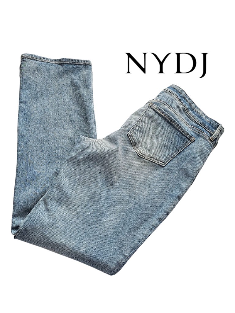 Nydj 10 Marilyn Straight Leg Lift X Tuck 32" Inseam Denim Jeans Light Blue